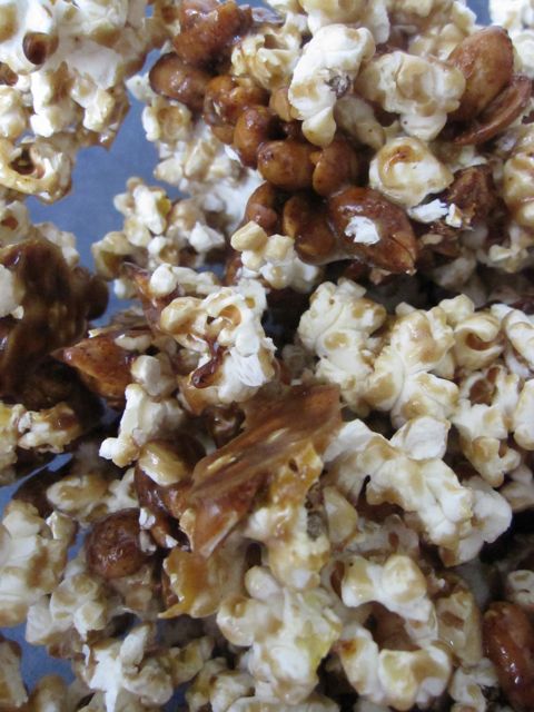 Caramel popcorn and spicy peanuts